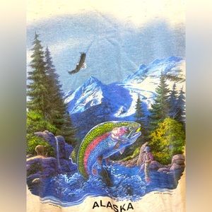 Vintage 90s Alaska Nature Tee Long Sleeve Size Large Single Stitch